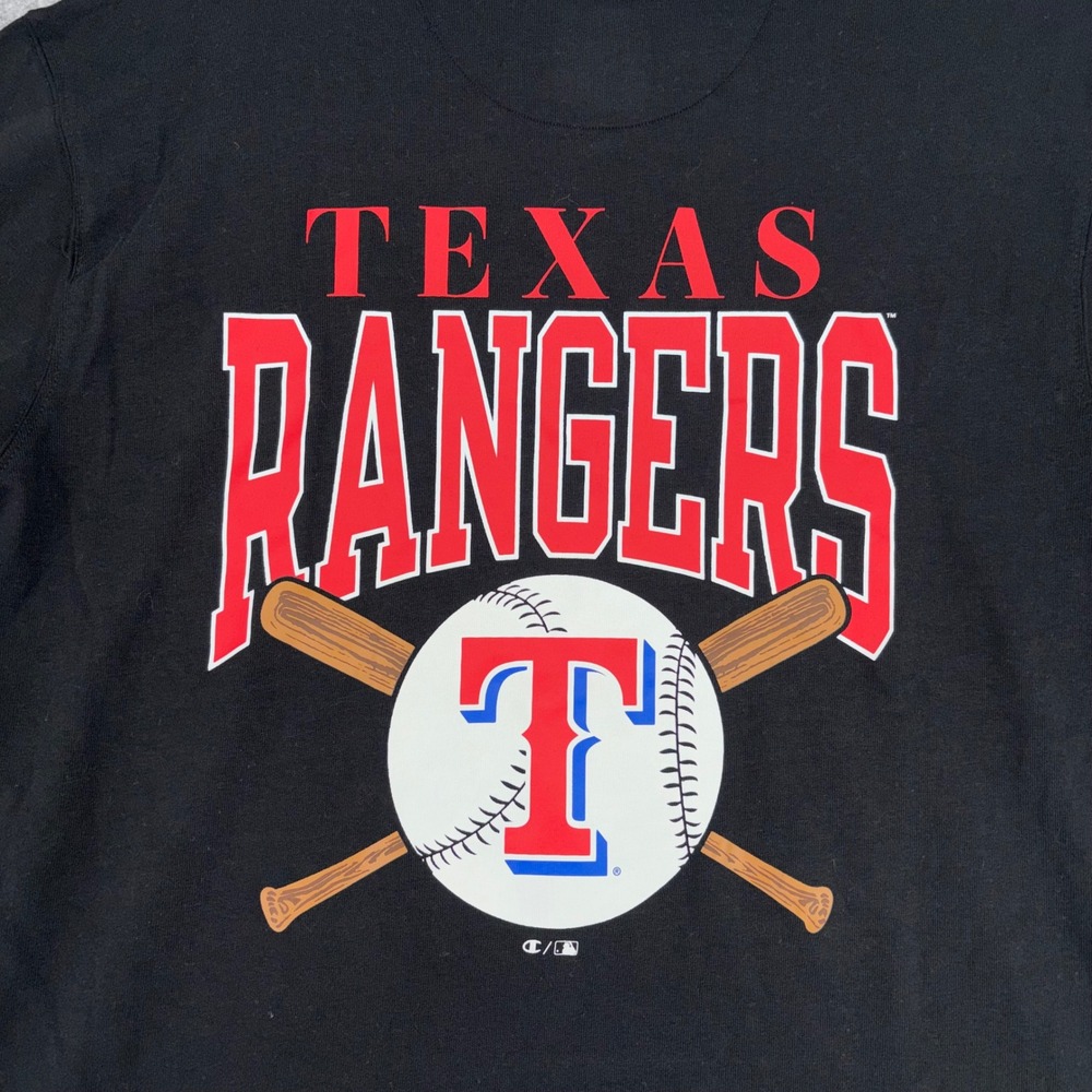 Champion Texas Rangers MLB T-Shirt Mens Large Black Graphic Tee New With Tags